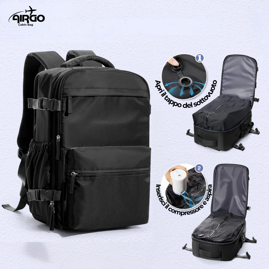 AirGo 40x20x25 | Lo Zaino da Viaggio Sottovuoto