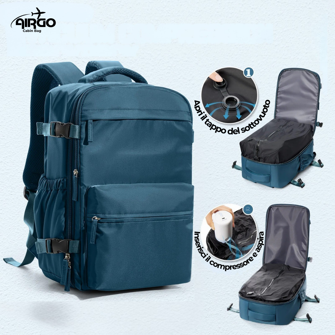 AirGo 40x20x25 | Lo Zaino da Viaggio Sottovuoto