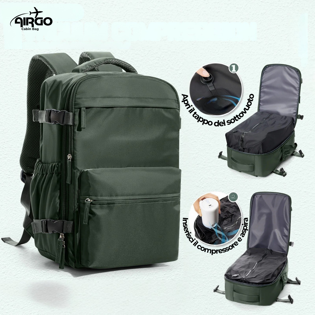 AirGo 40x20x25 | Lo Zaino da Viaggio Sottovuoto